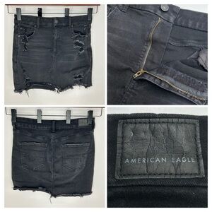 American Eagle Curvy Hi-Rise Next Level Stretch Jean Skirt Sz. 14 Black Festival